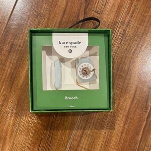 Kate Spade Green and White Telephone Brooch